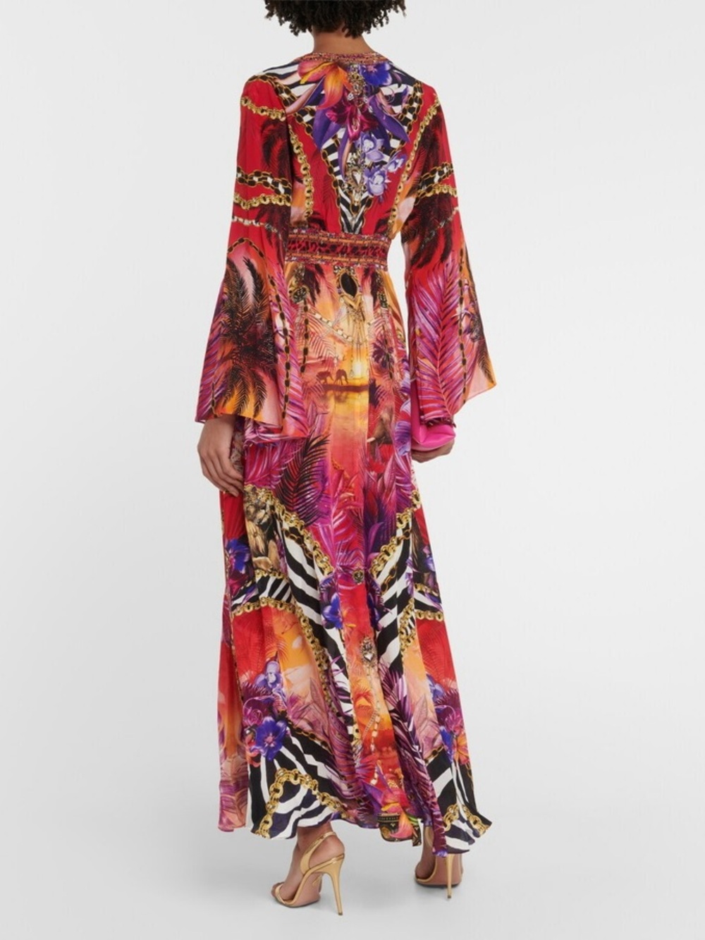 Camilla Printed Embellished Silk Kimono Maxi Dress Wild Loving NWT Size Small - Picture 2 of 6